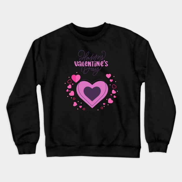 Happy Valentine's Day.Pink Heart Crewneck Sweatshirt by Anatoliy Smirnov